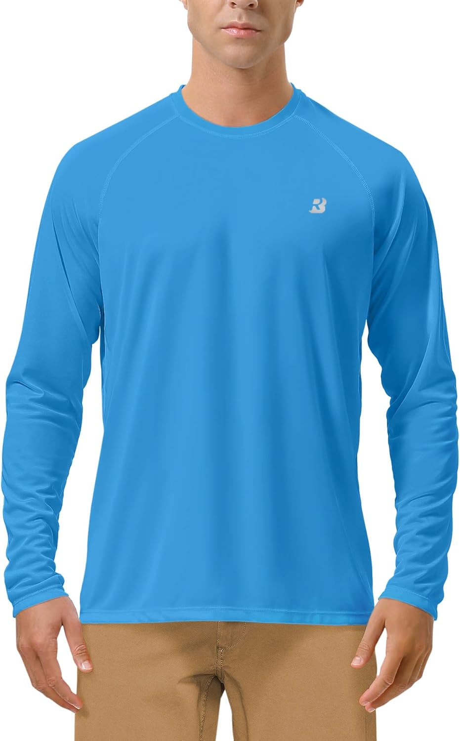 Mens UPF 50+ UV Sun Protection Shirts Outdoor Long Sleeve SPF Rash Guard for Fishing Hiking Swimming Running