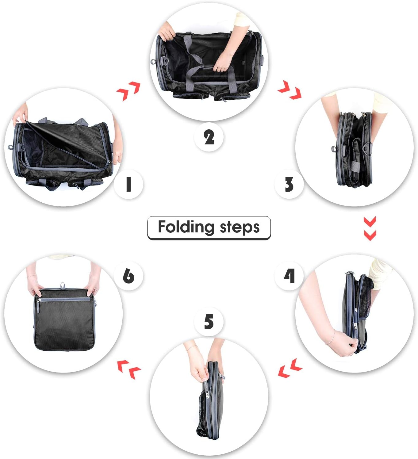 Foldable Sports Gym Bag with Wet Bag & Shoes Compartment, Travel Duffel for Men and Women