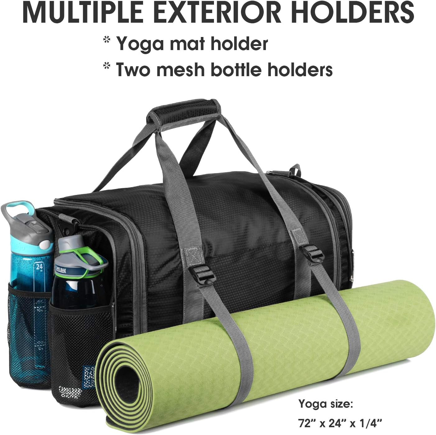 Foldable Sports Gym Bag with Wet Bag & Shoes Compartment, Travel Duffel for Men and Women