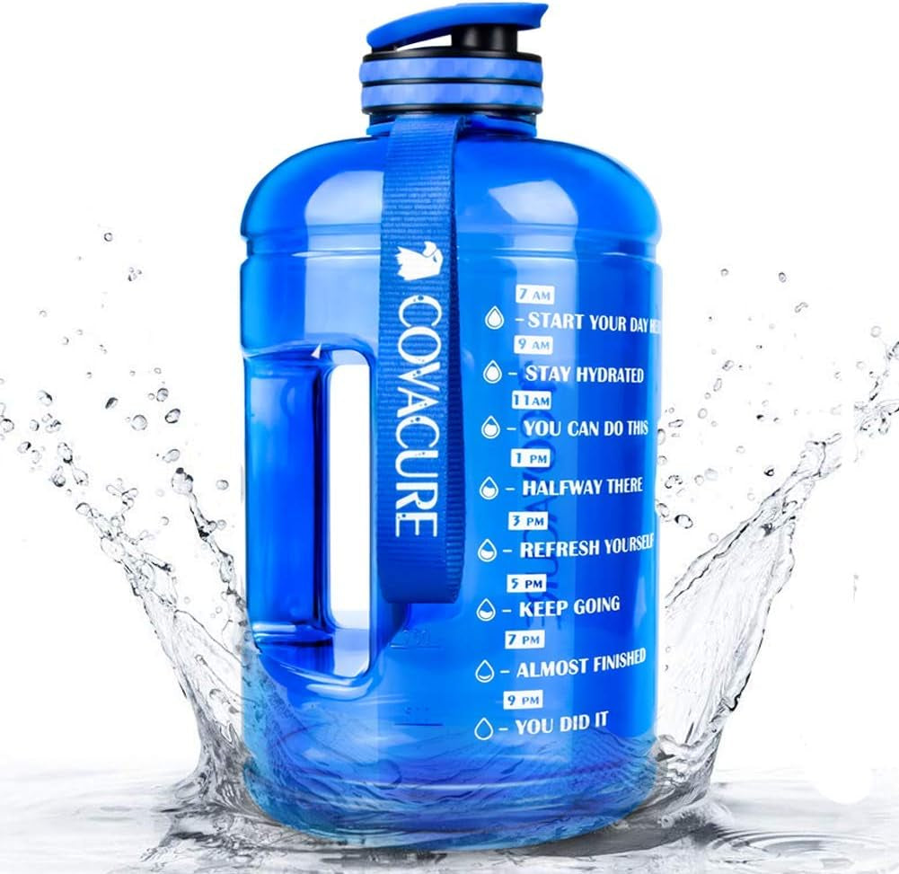 Gallon Water Bottle with Motivational Time Marker - Water Jug with Leak-Proof, Wide Mouth, BPA Free, Large Water Bottle for Gym Fitness, Camping, Hiking(1 Gallon)